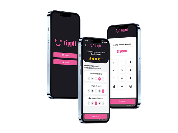 Mockup de app Tippit en celulares